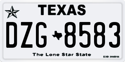 TX license plate DZG8583