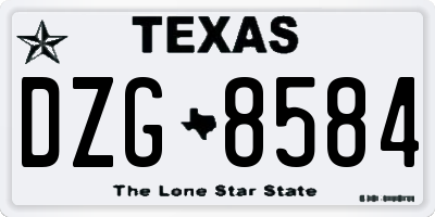 TX license plate DZG8584