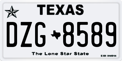TX license plate DZG8589
