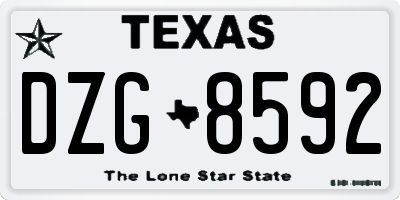 TX license plate DZG8592