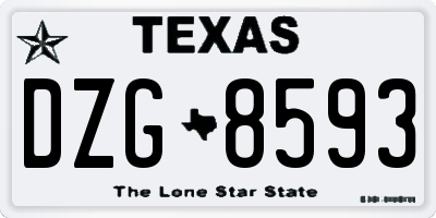 TX license plate DZG8593