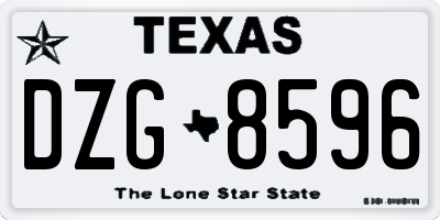 TX license plate DZG8596