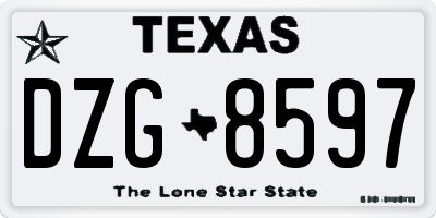 TX license plate DZG8597