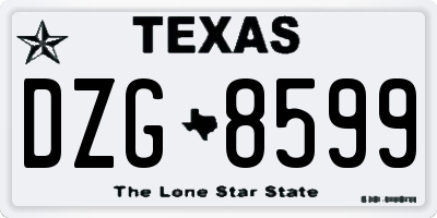 TX license plate DZG8599