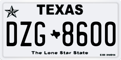 TX license plate DZG8600
