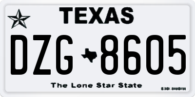 TX license plate DZG8605