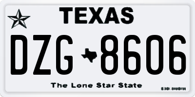 TX license plate DZG8606