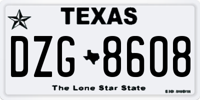 TX license plate DZG8608