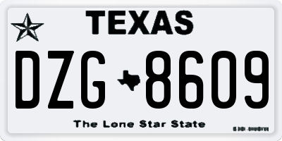 TX license plate DZG8609