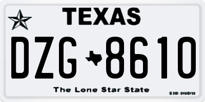 TX license plate DZG8610