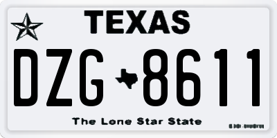 TX license plate DZG8611