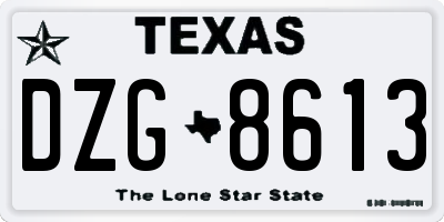 TX license plate DZG8613