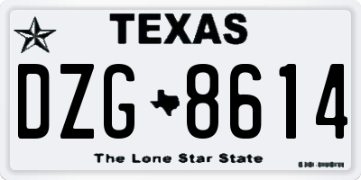TX license plate DZG8614