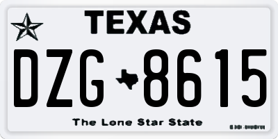 TX license plate DZG8615