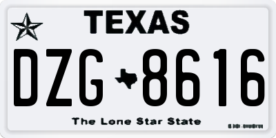 TX license plate DZG8616