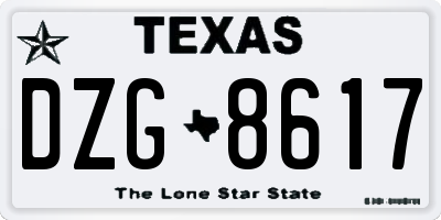 TX license plate DZG8617