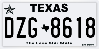 TX license plate DZG8618