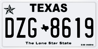 TX license plate DZG8619