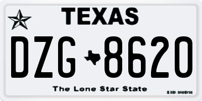 TX license plate DZG8620