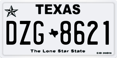 TX license plate DZG8621
