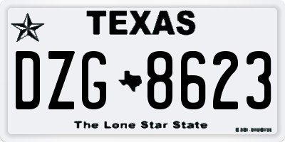 TX license plate DZG8623