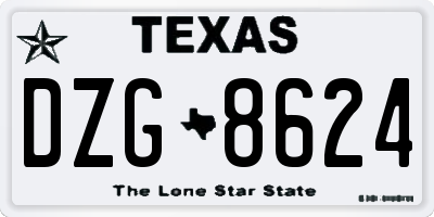 TX license plate DZG8624