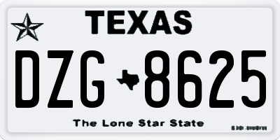 TX license plate DZG8625