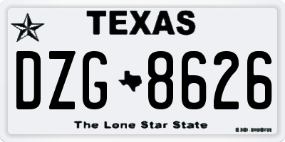 TX license plate DZG8626