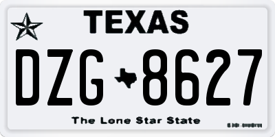 TX license plate DZG8627