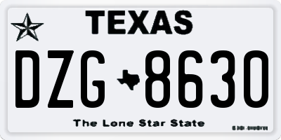 TX license plate DZG8630