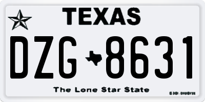 TX license plate DZG8631