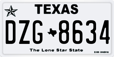 TX license plate DZG8634