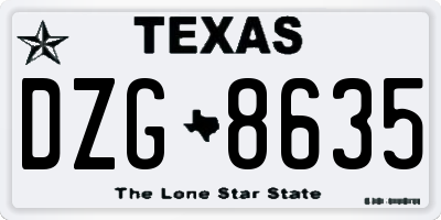 TX license plate DZG8635
