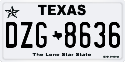 TX license plate DZG8636