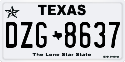 TX license plate DZG8637