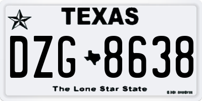 TX license plate DZG8638