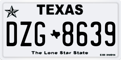 TX license plate DZG8639