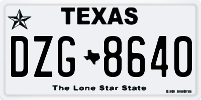 TX license plate DZG8640