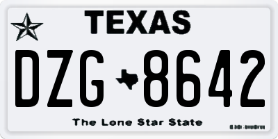 TX license plate DZG8642