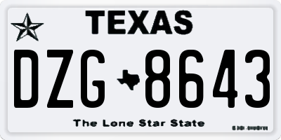 TX license plate DZG8643