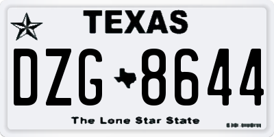 TX license plate DZG8644