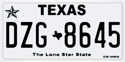TX license plate DZG8645