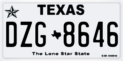 TX license plate DZG8646