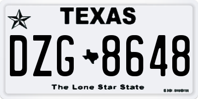TX license plate DZG8648