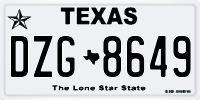 TX license plate DZG8649