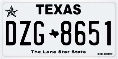 TX license plate DZG8651