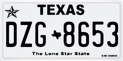TX license plate DZG8653