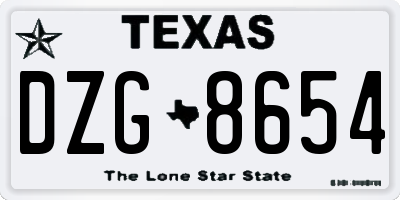 TX license plate DZG8654
