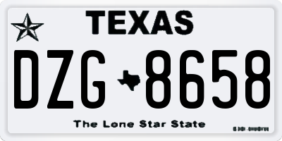 TX license plate DZG8658