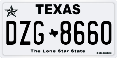 TX license plate DZG8660